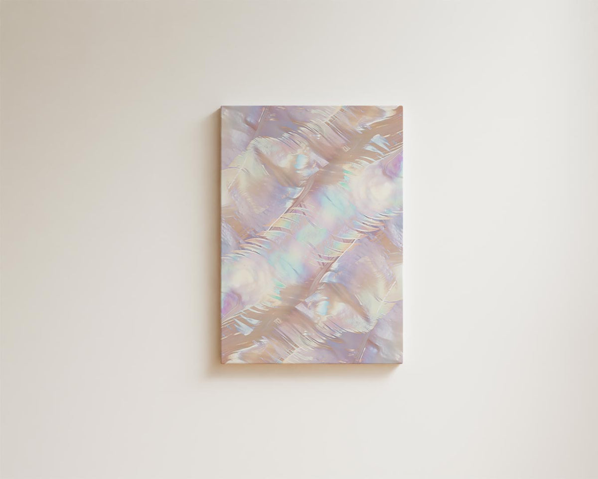 Iriserende abstractie in pastelkleuren – staande wandkunst voor woonkamer of interieur