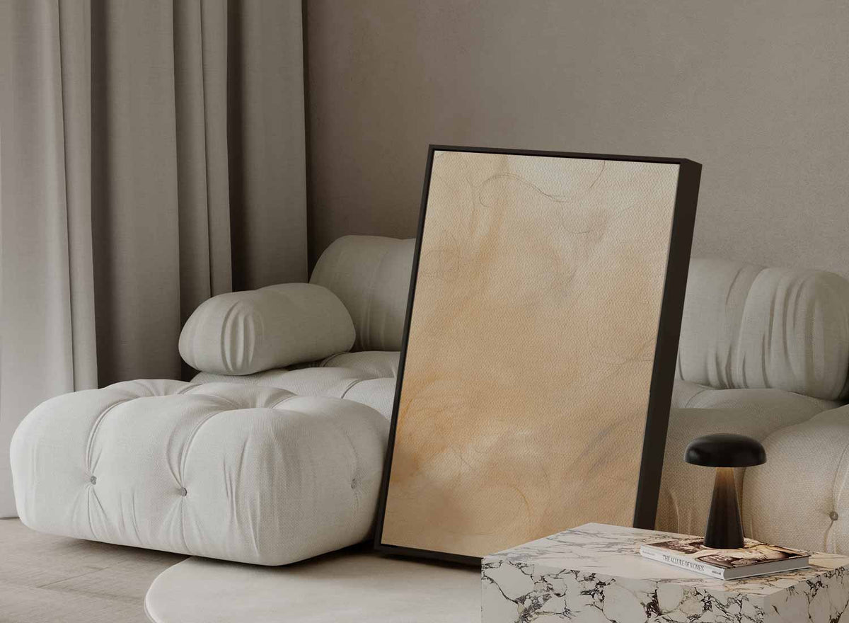 Warme abstracte fluistering – canvas wanddecoratie in portret formaat