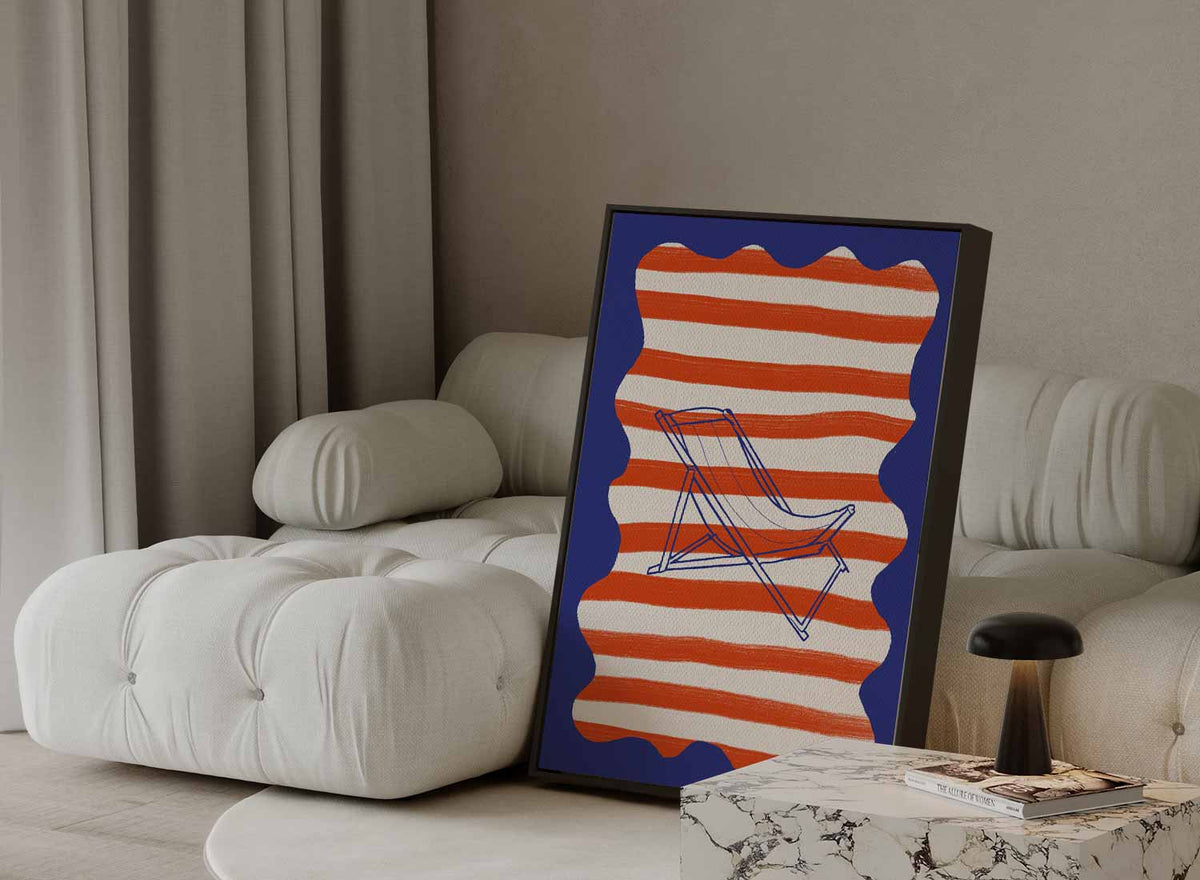 Strandstoel in streep – staand kunstwerk voor modern interieur