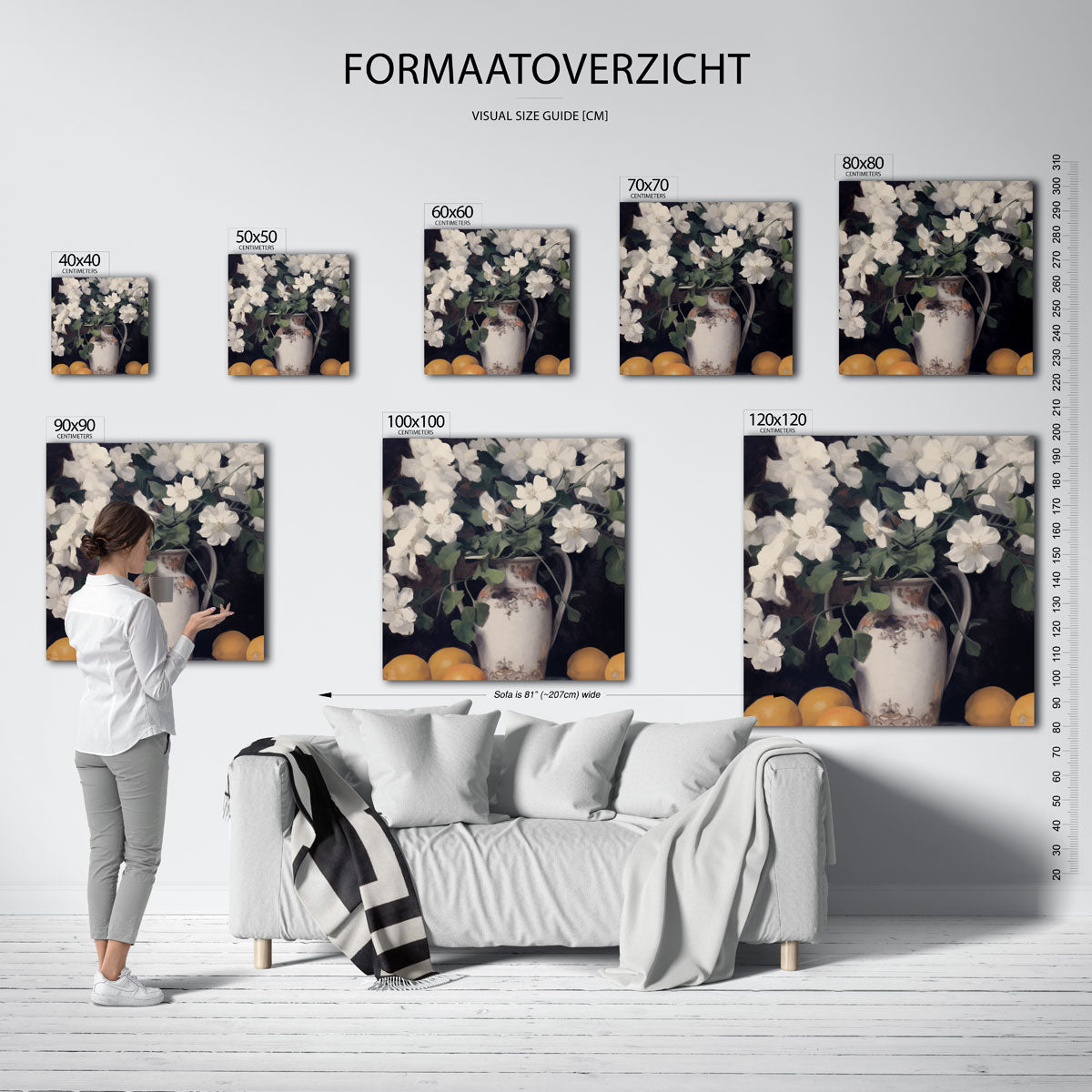 Bloemen en citroenen – vierkante muurposter met vintage uitstraling