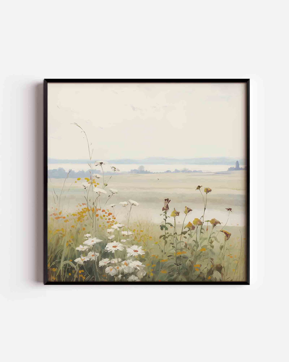 Bloemenveld – vintage vierkante poster als wanddecoratie