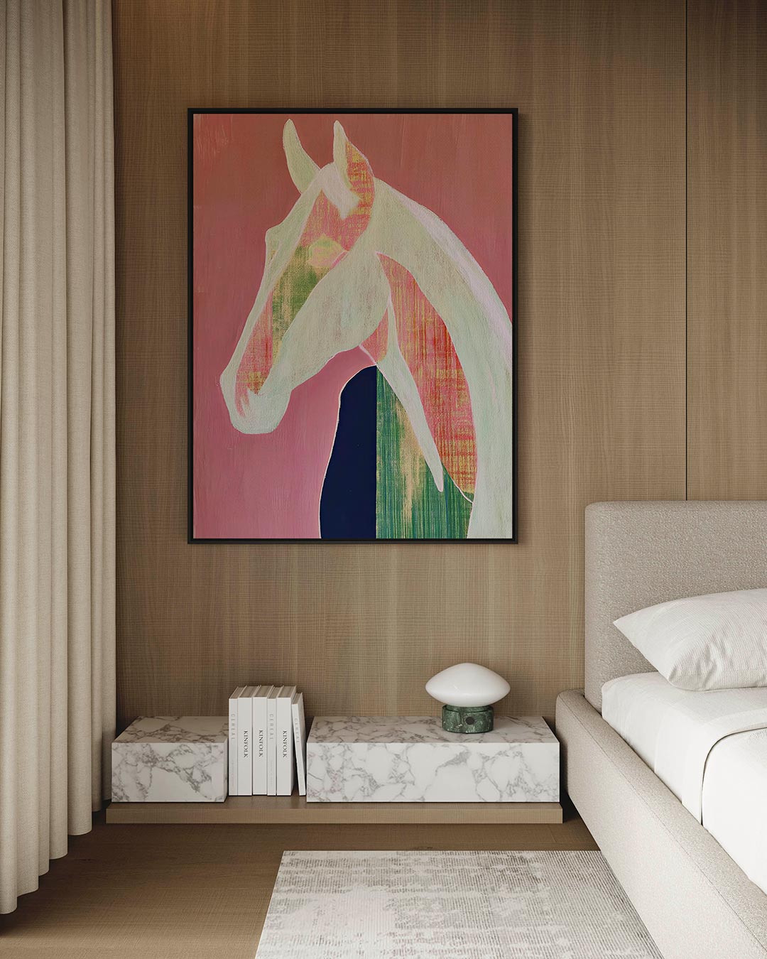 Paardenportret in pastel – kunstwerk op canvas, dibond of plexiglas