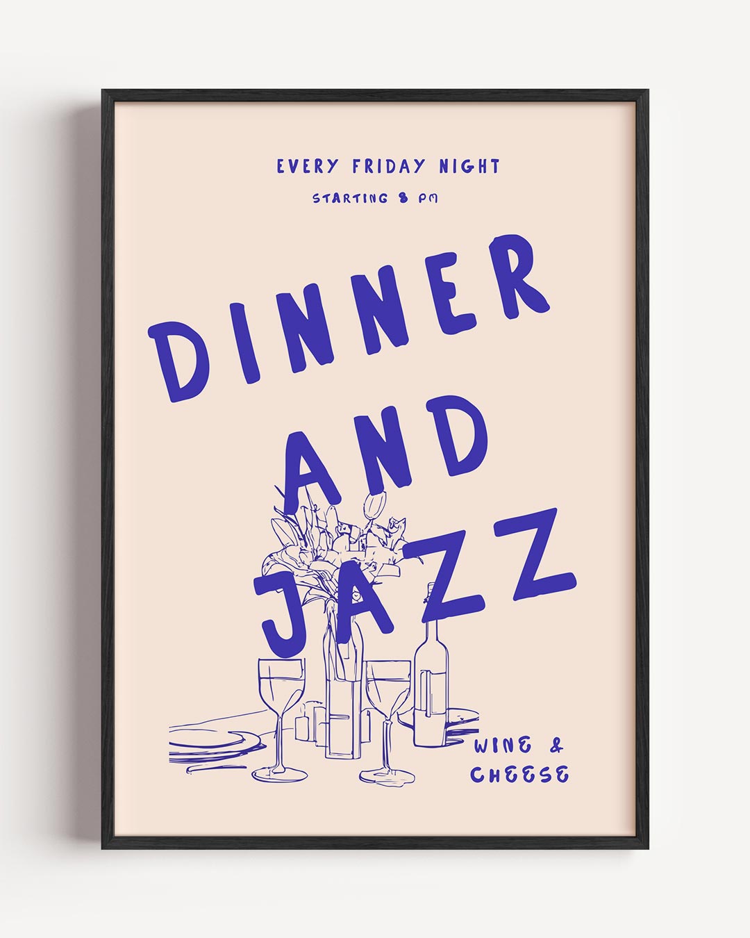 Gezellige Avond met Jazz en Diner – keuken portret poster als wanddecoratie