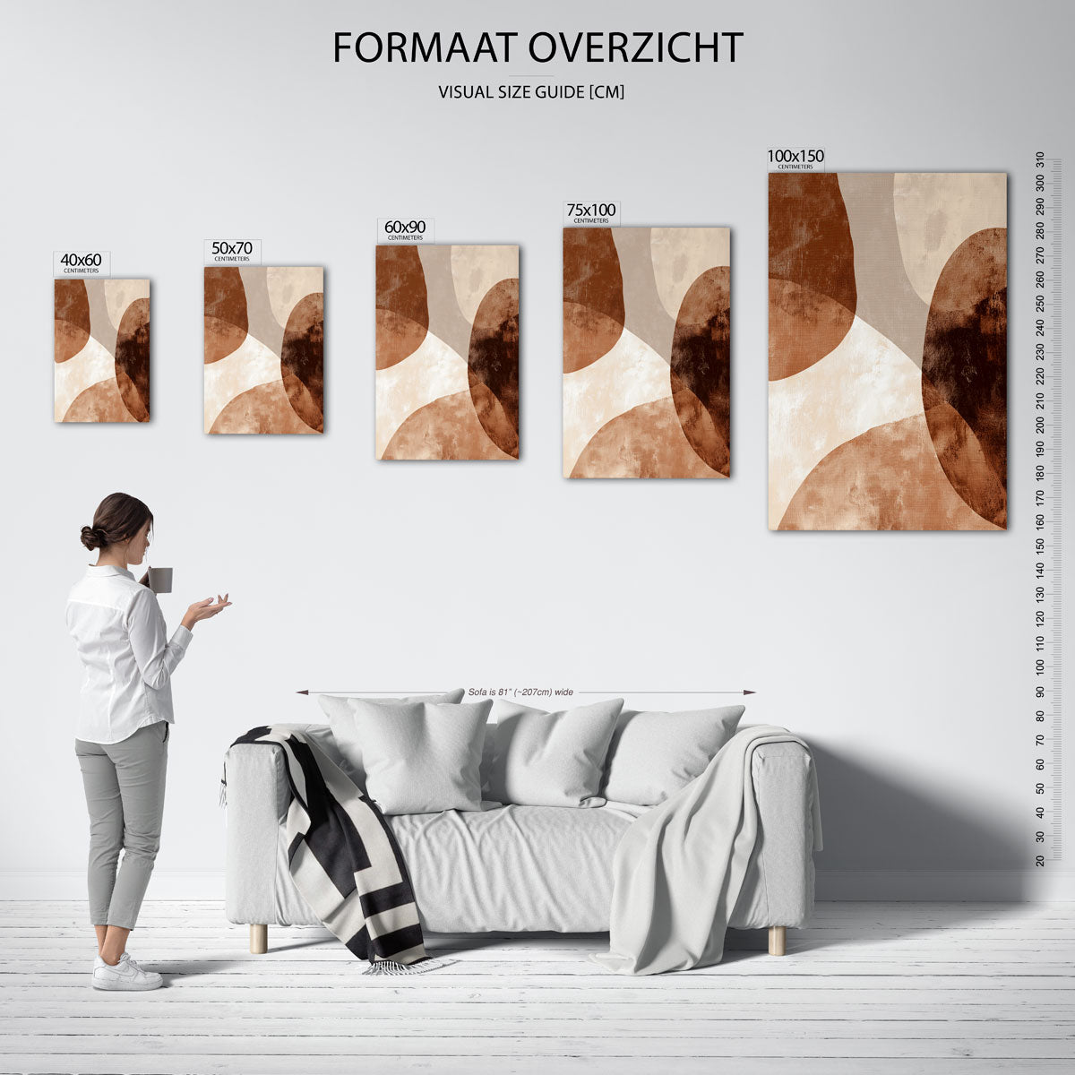 Organische vormen compositie – staande wanddecoratie van WallArtistic