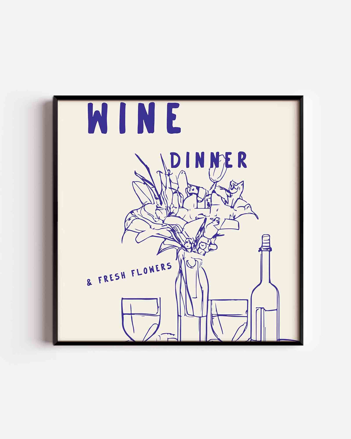 Wijn en bloemen – keuken vierkante poster als wanddecoratie