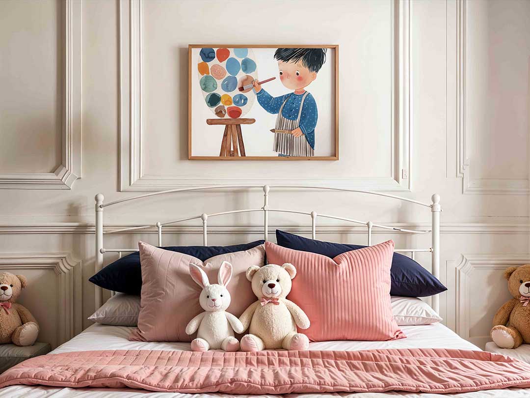 Jongen met schilderspalet – kids poster in liggend formaat