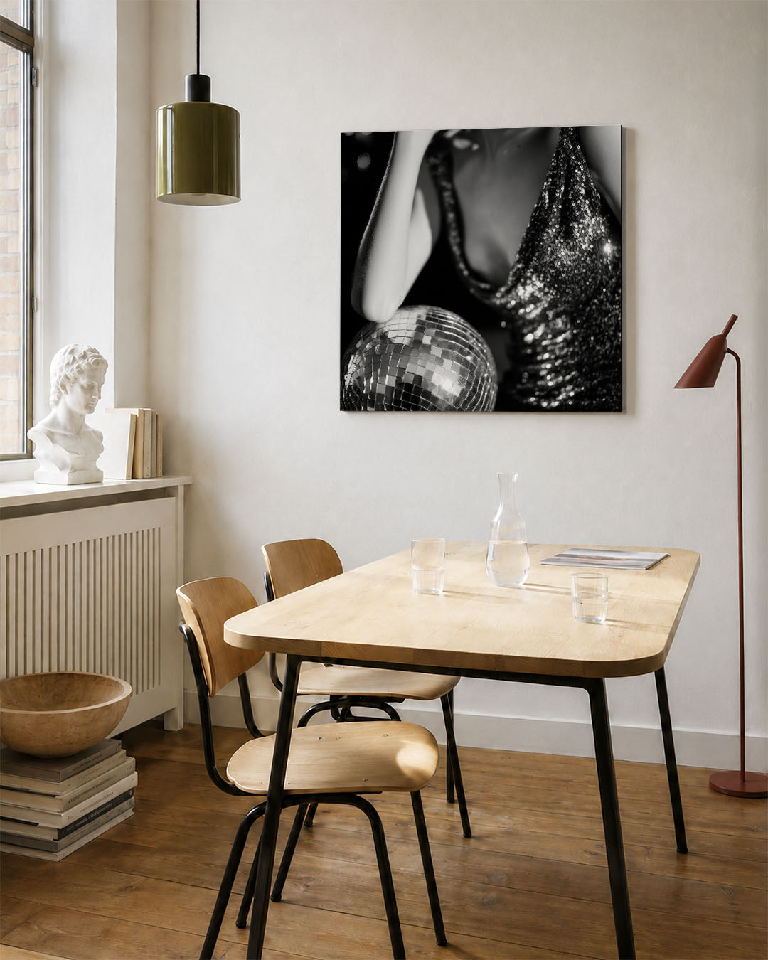 Glinsterende reflecties kunstwerk – vierkante wanddecoratie – dit kunstwerk toont een compositie van glinsterende pailletten