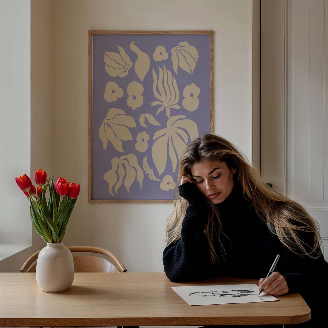 Botanische Kunstposter in Abstracte Stijl – staande muurposter met boheme uitstraling