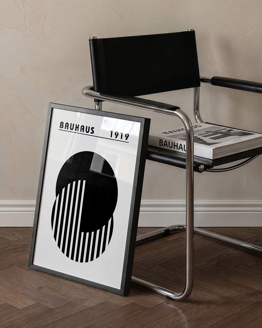 Cirkel en strepen – staande Bauhaus poster voor aan de muur