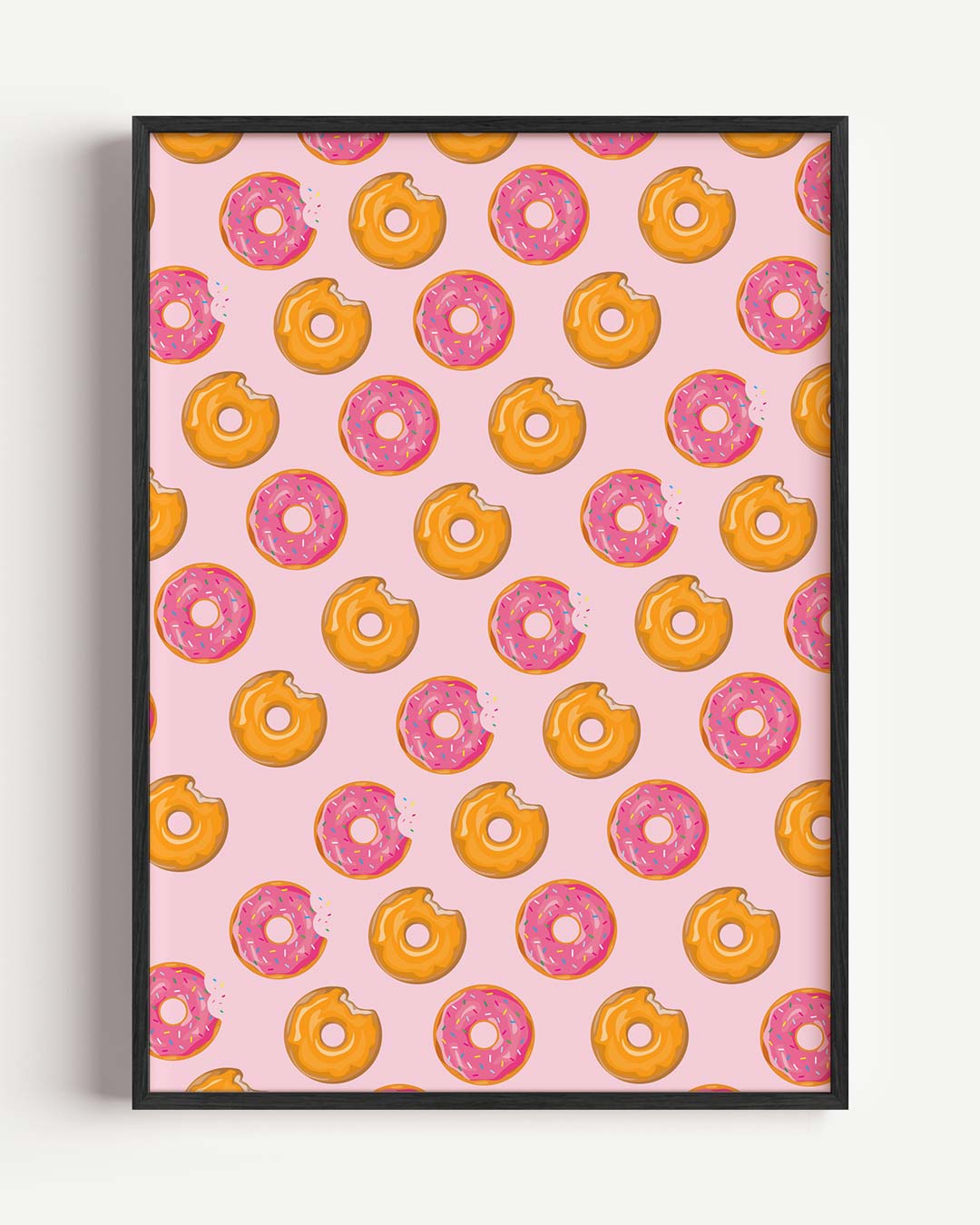 Smakelijke Donut Herhalingsposter – zomer portret poster als wanddecoratie