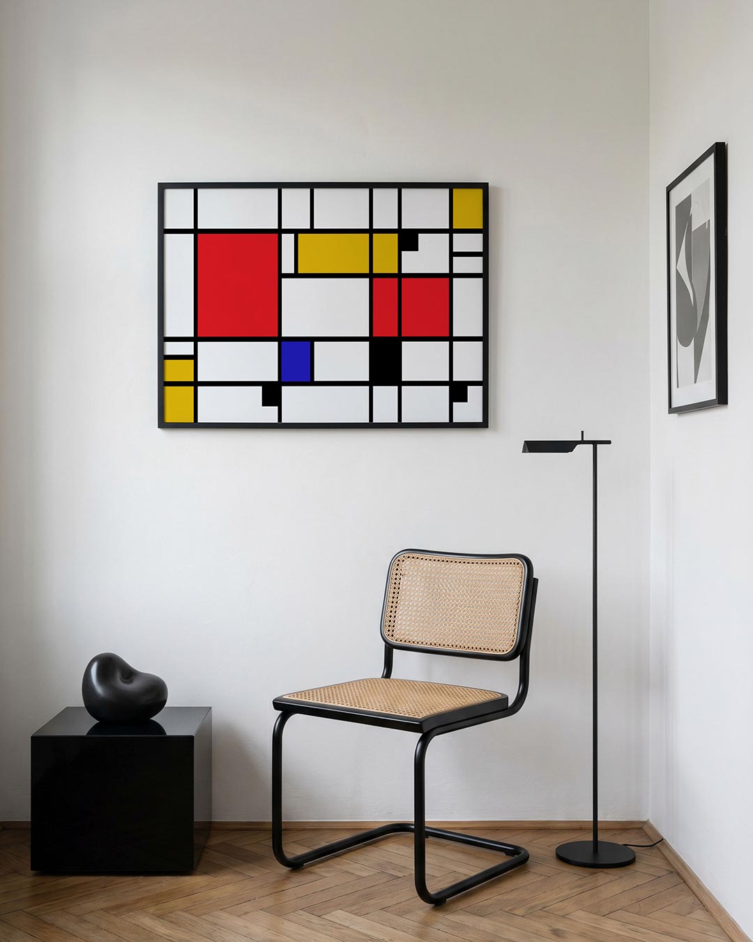 Vlakverdeling en lijnen – geometrische Bauhaus poster in liggend formaat