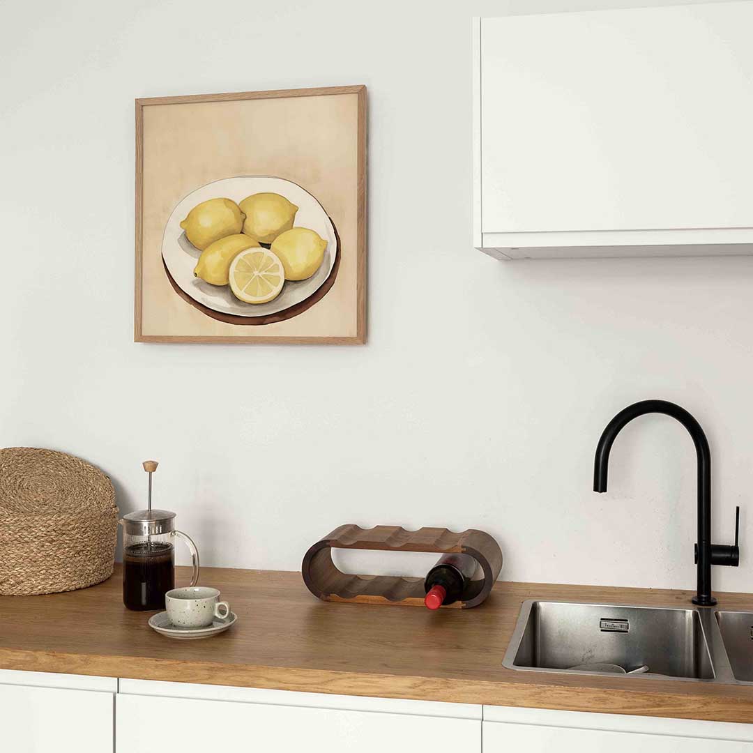 Citroenen op bord – keukenposter in vierkant formaat