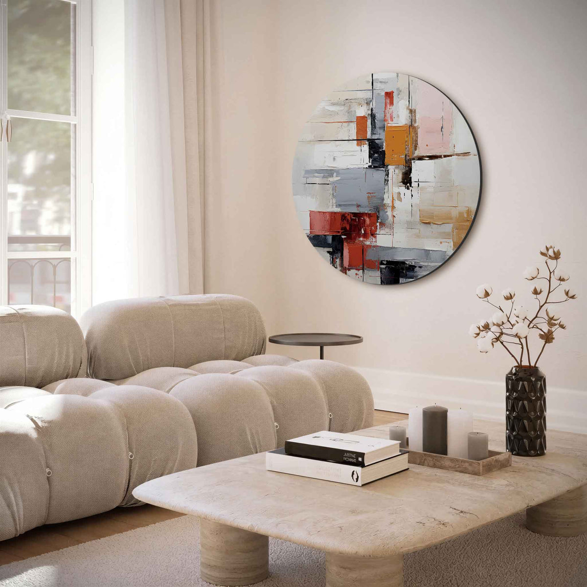 Abstracte vormen – muurcirkel met abstracte texturen voor aan de muur
