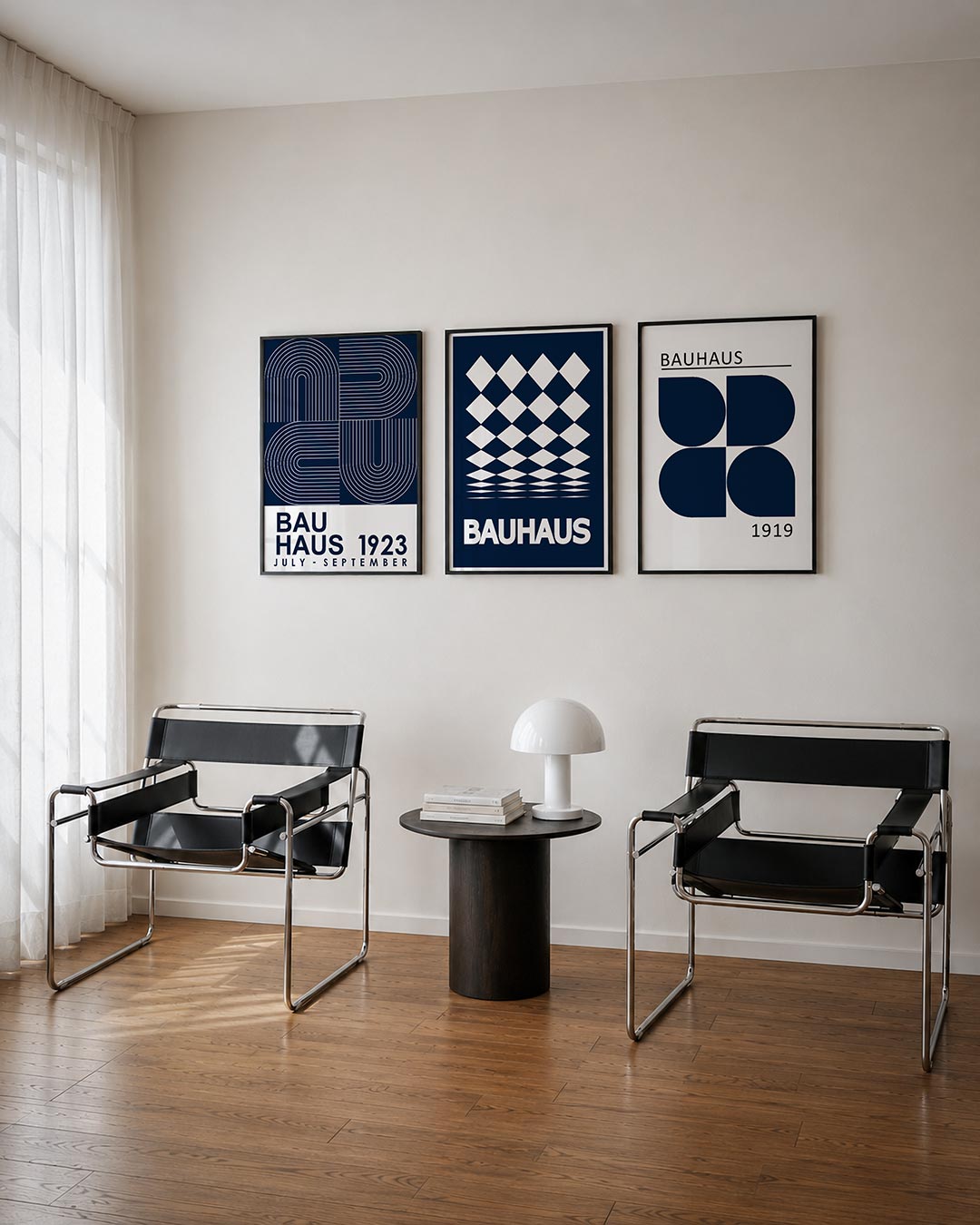 Lijnen en vormen driedelige posterset – deze posterset in drie delen toont een dynamisch lijnenspel met gebogen en rechte