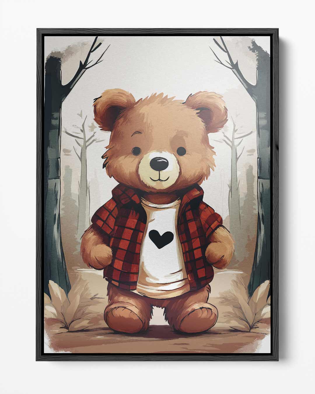 Knuffelbeer in het Bos – portret kunstwerk als wanddecoratie