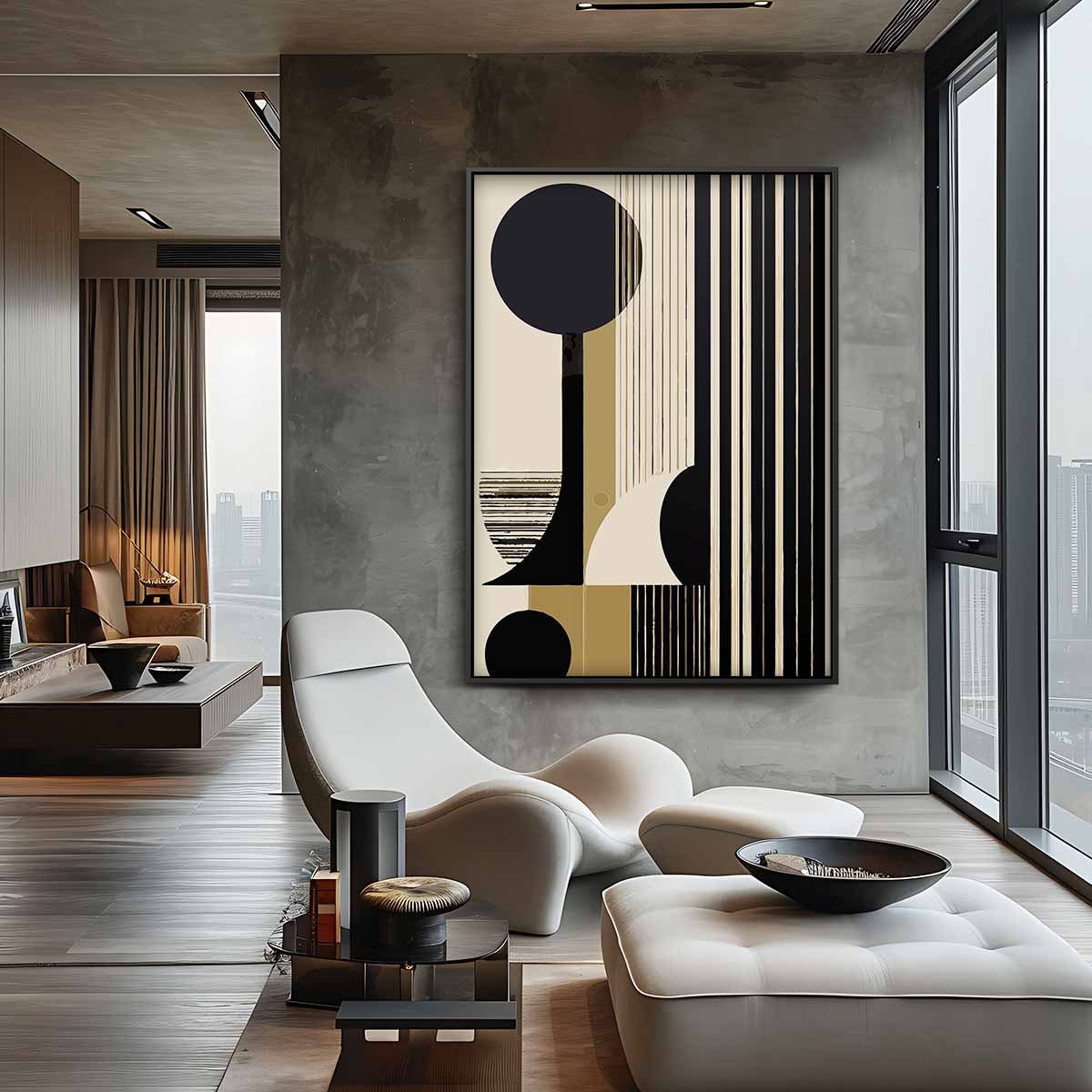 Moderne Geometrische Abstractie – canvas wanddecoratie in portret formaat