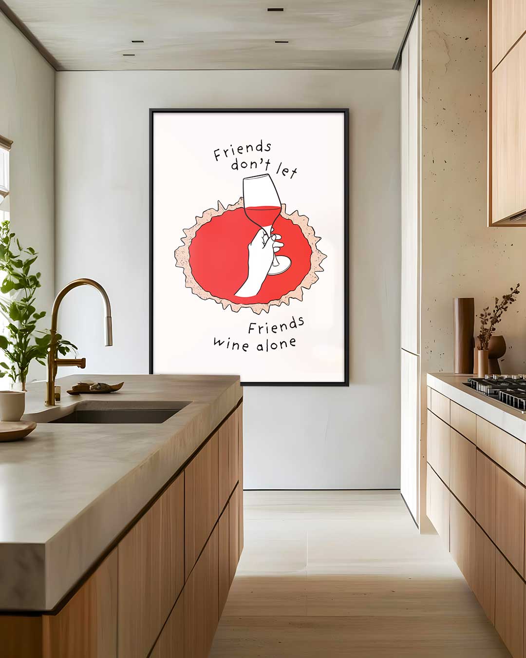 Gezelligheid met Wijn – staand kunstwerk voor modern interieur