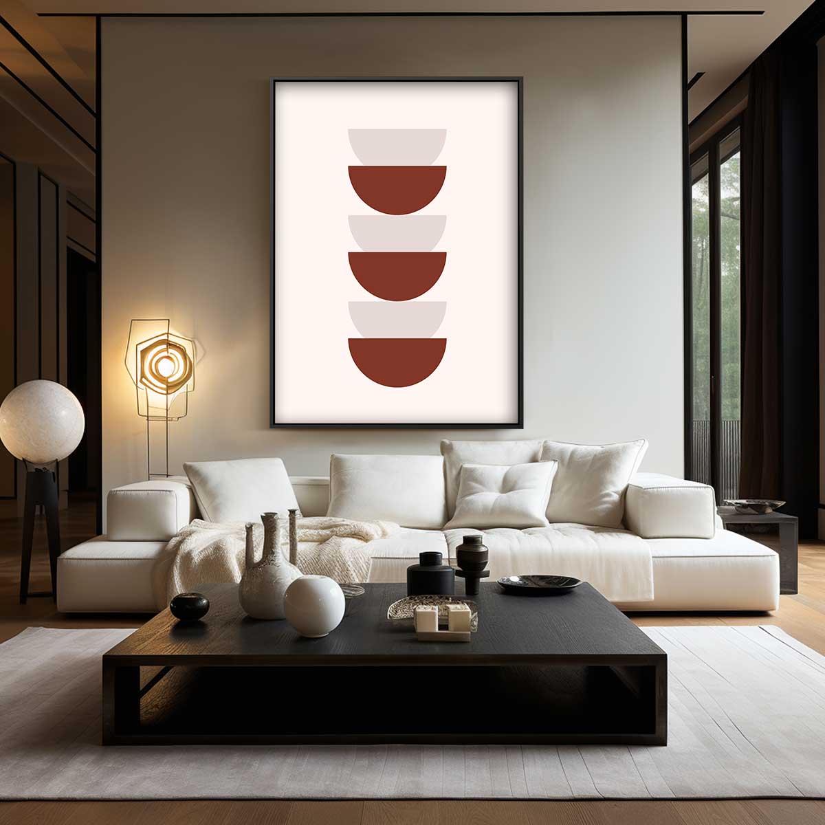 Abstracte Bruine Geometrie – staand kunstwerk voor modern interieur