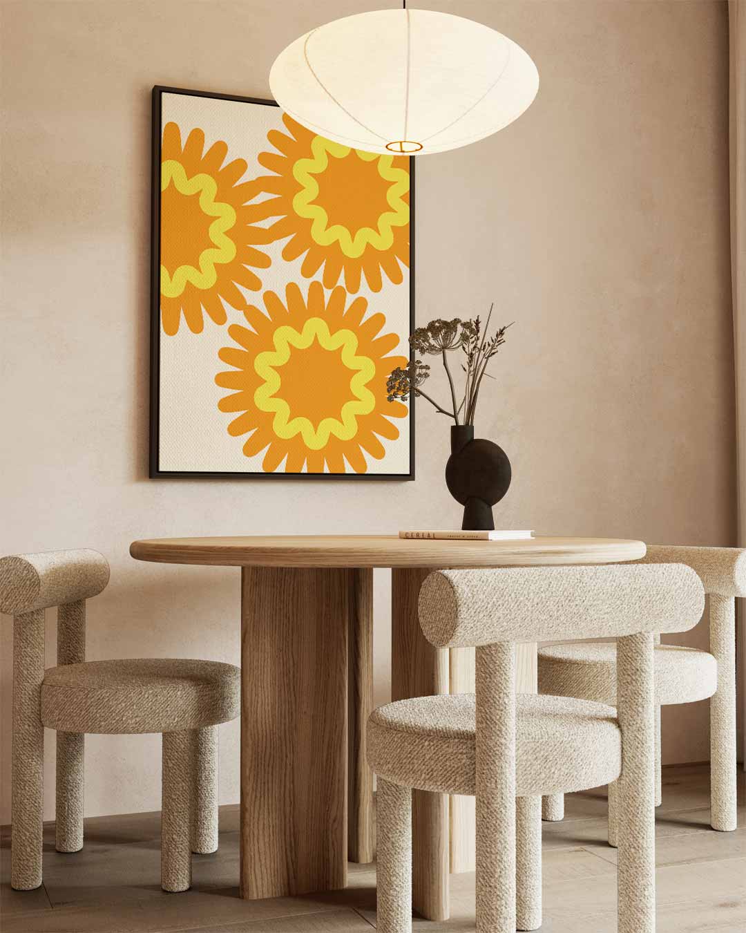 Zonnige Bloemexplosie – staande wandkunst voor woonkamer of interieur