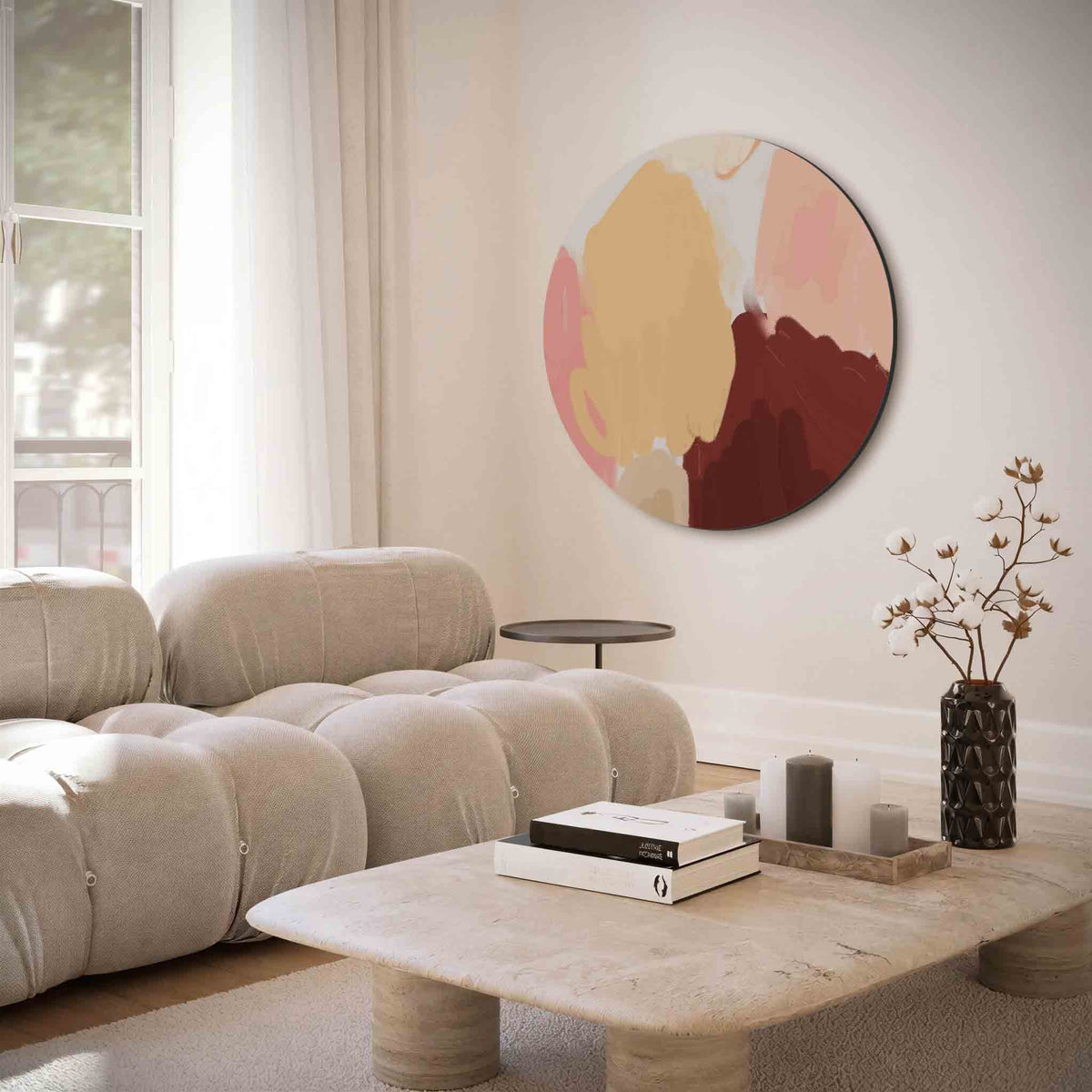 Abstracte vormen – muurcirkel met abstracte texturen voor aan de muur