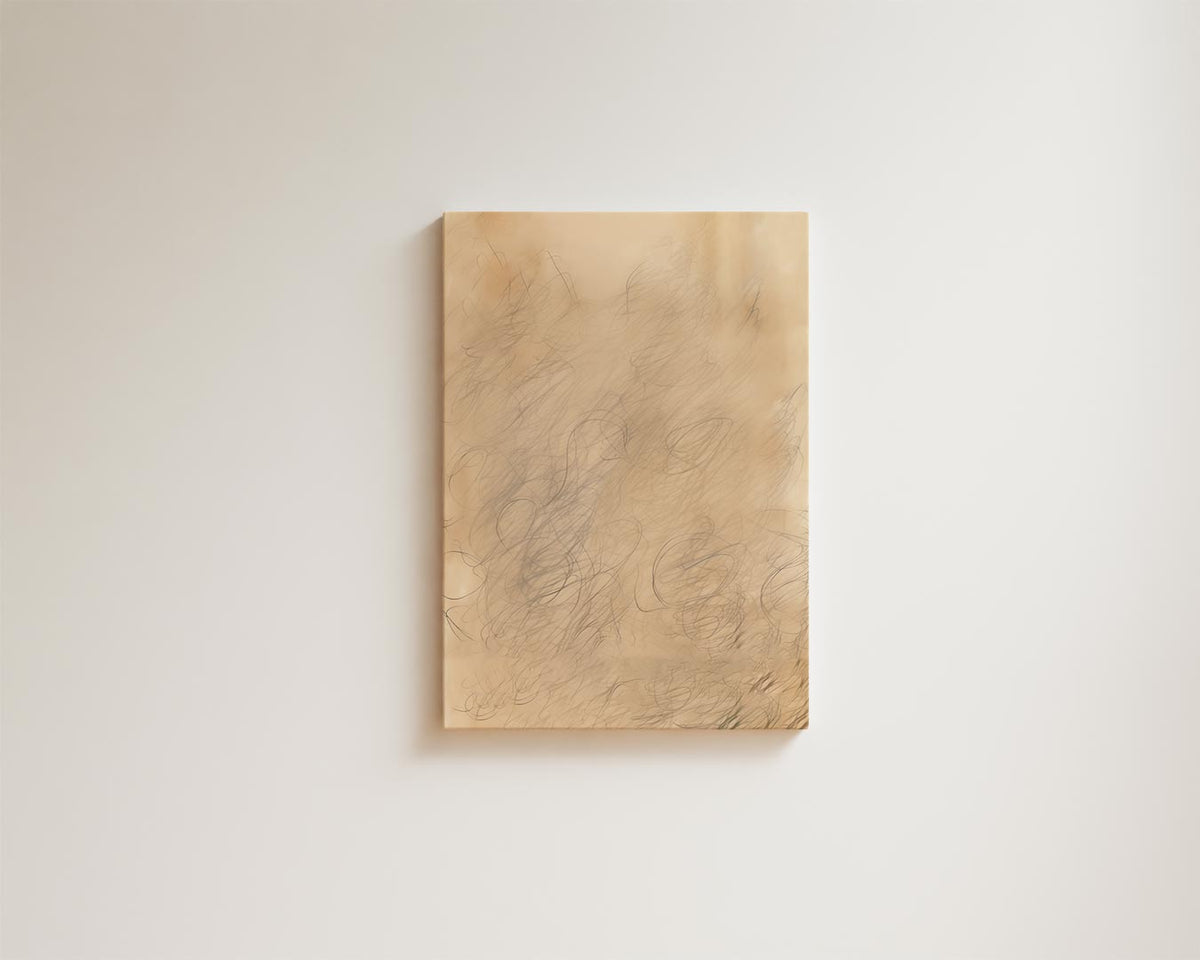 Vervlochten Lijnen Chaos – kunstwerk met zwarte baklijst