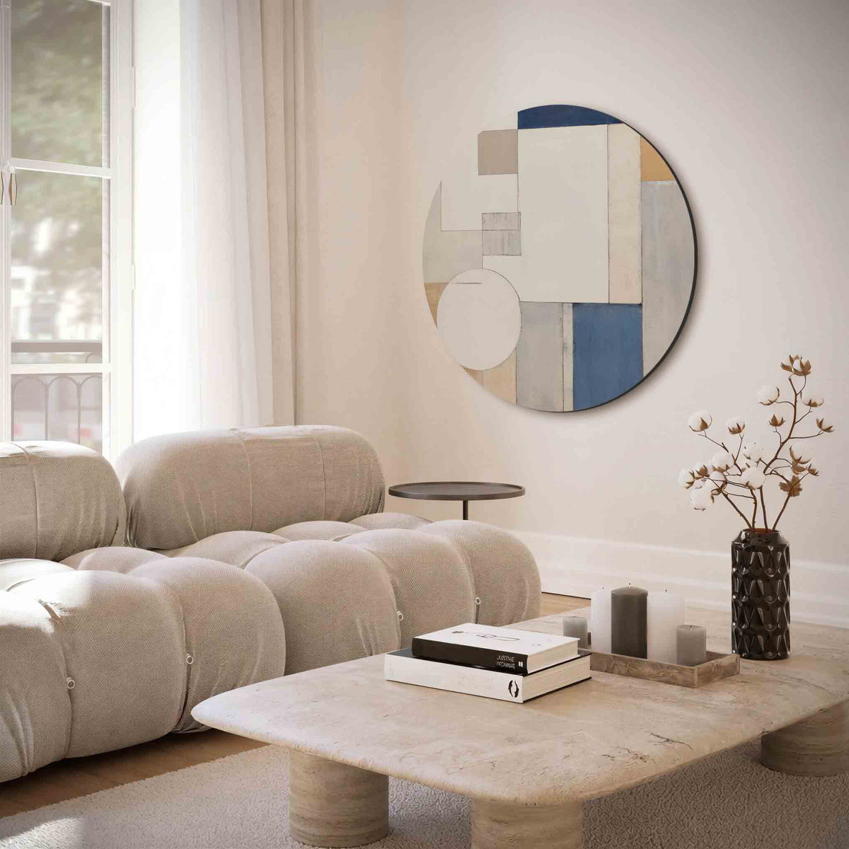 Geometrische vormen – muurcirkel met abstracte texturen voor aan de muur