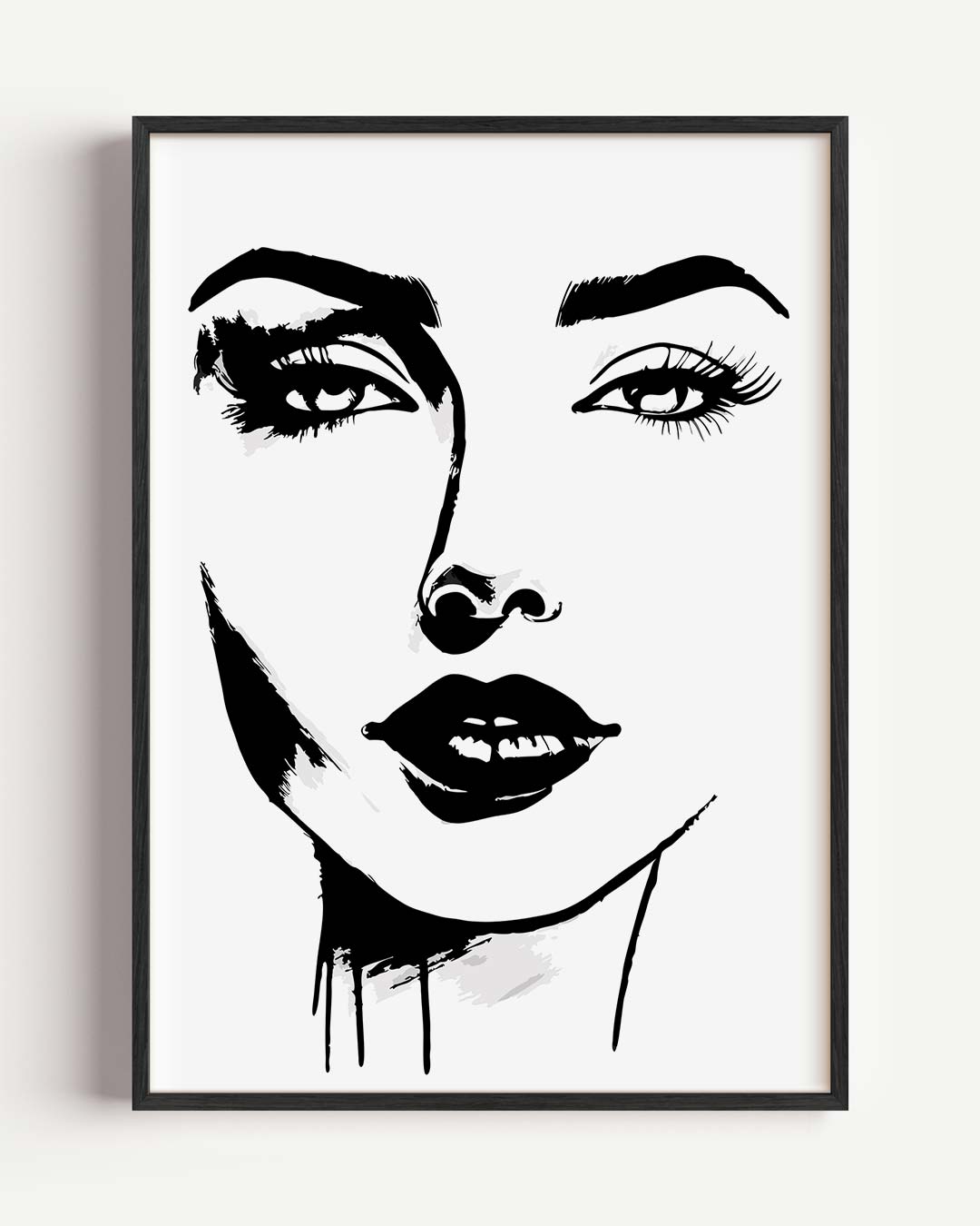 Stijlvolle Gezichtsillustratie – Popart en Streetart portret poster als wanddecoratie