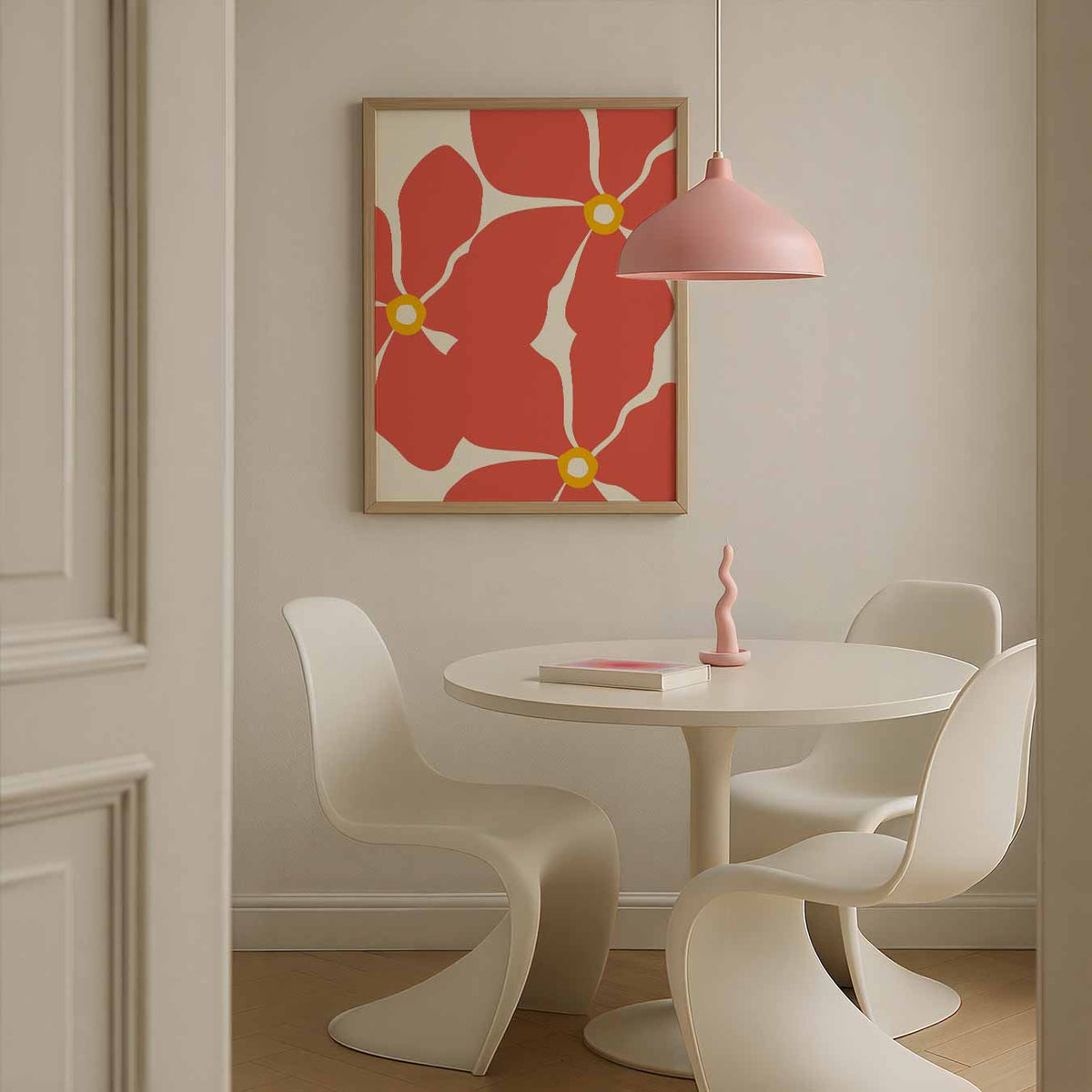 Bloemenpracht in Koraal – bloemen poster in staand formaat