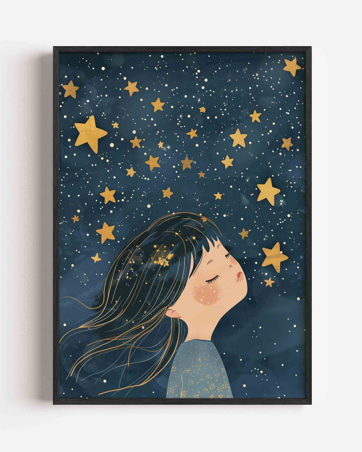 Meisje met sterren – kids portret poster als wanddecoratie