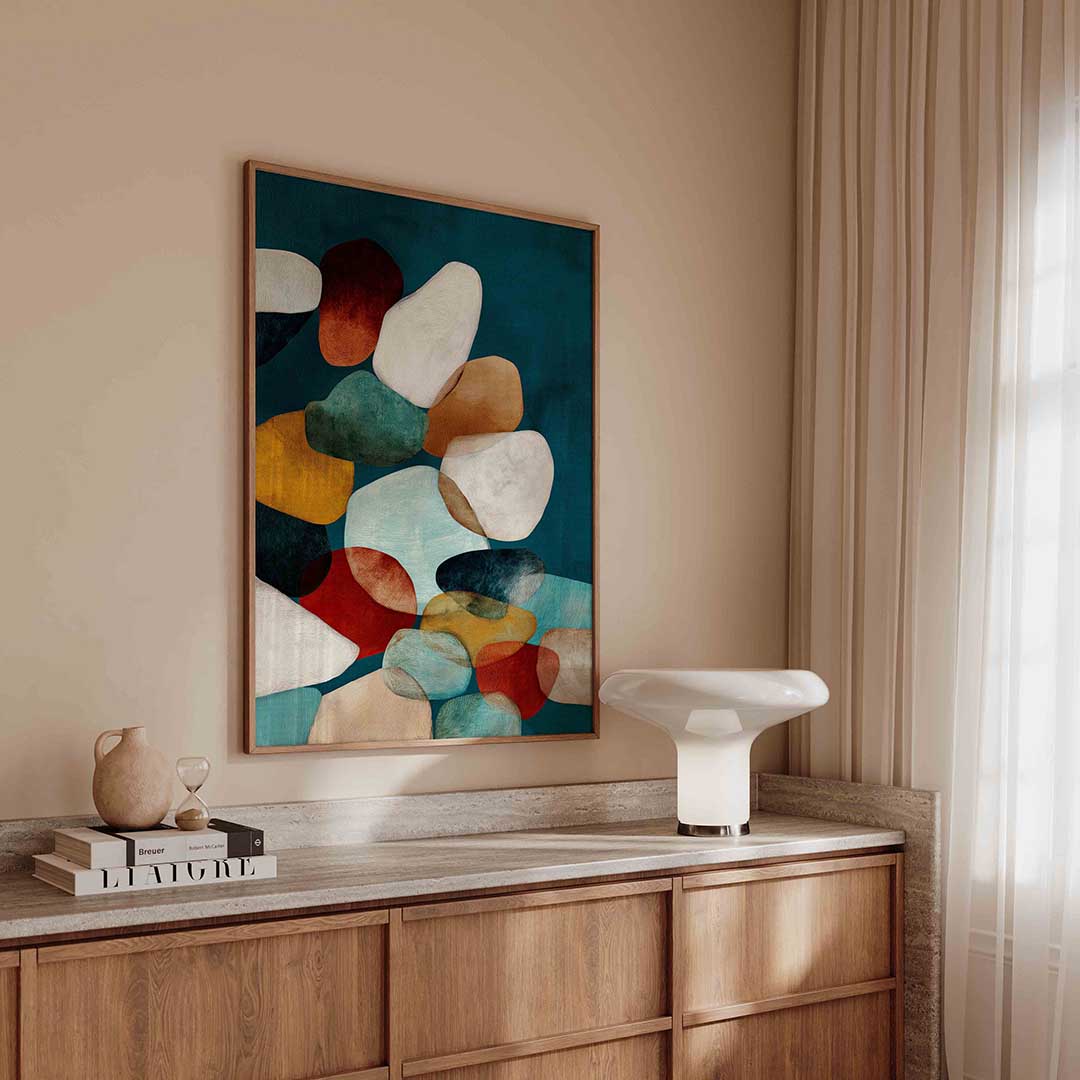 Gekleurde stenen – abstracte poster in staand formaat