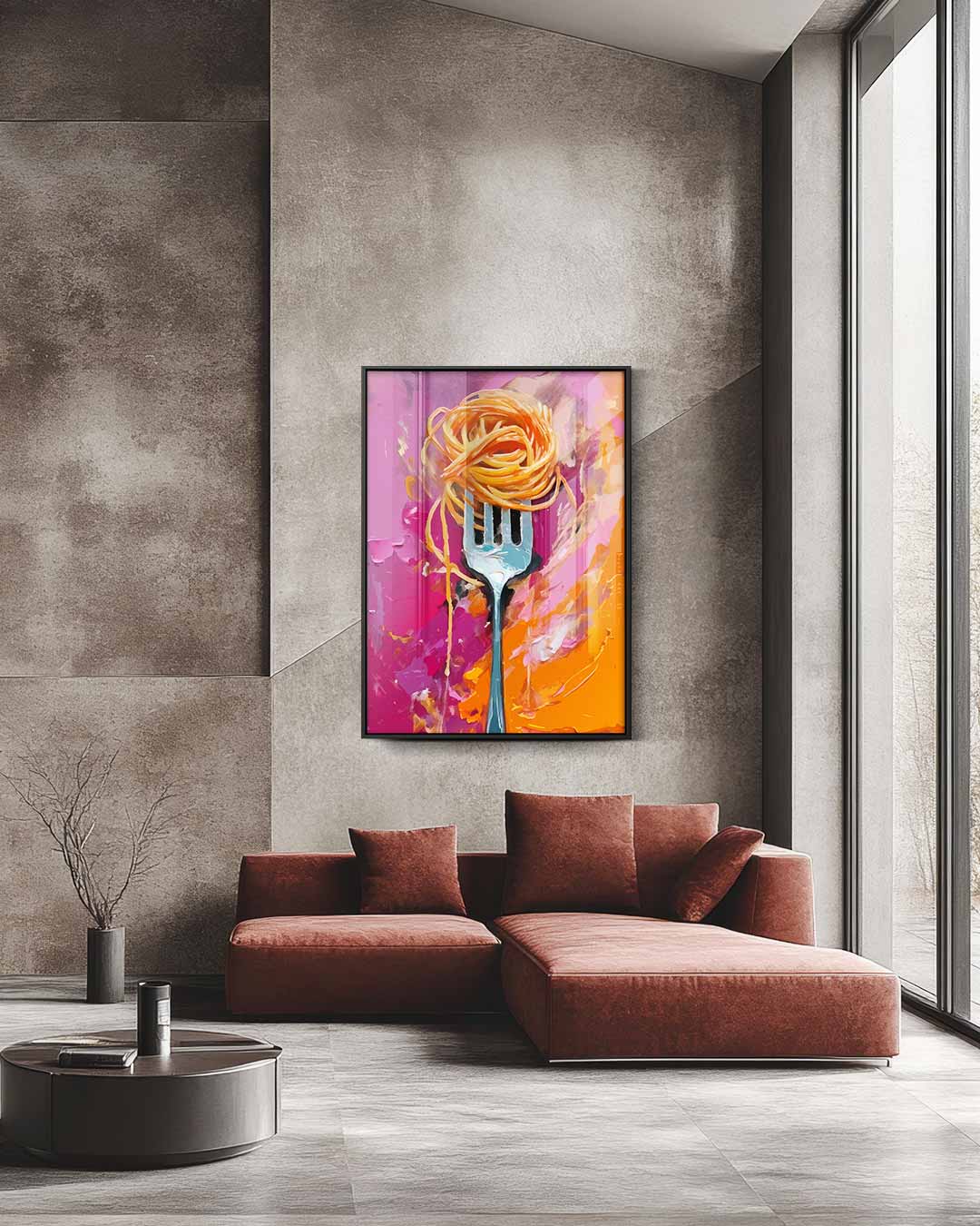 Spaghetti op een Vork – staande wandkunst voor woonkamer of interieur