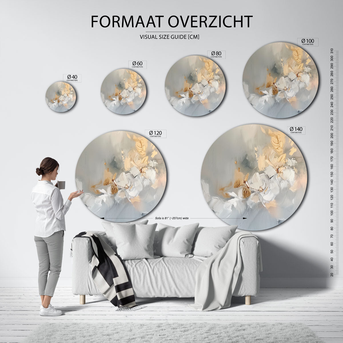 Bloemmotief – abstracte wandkunst met textuur als muurcirkel