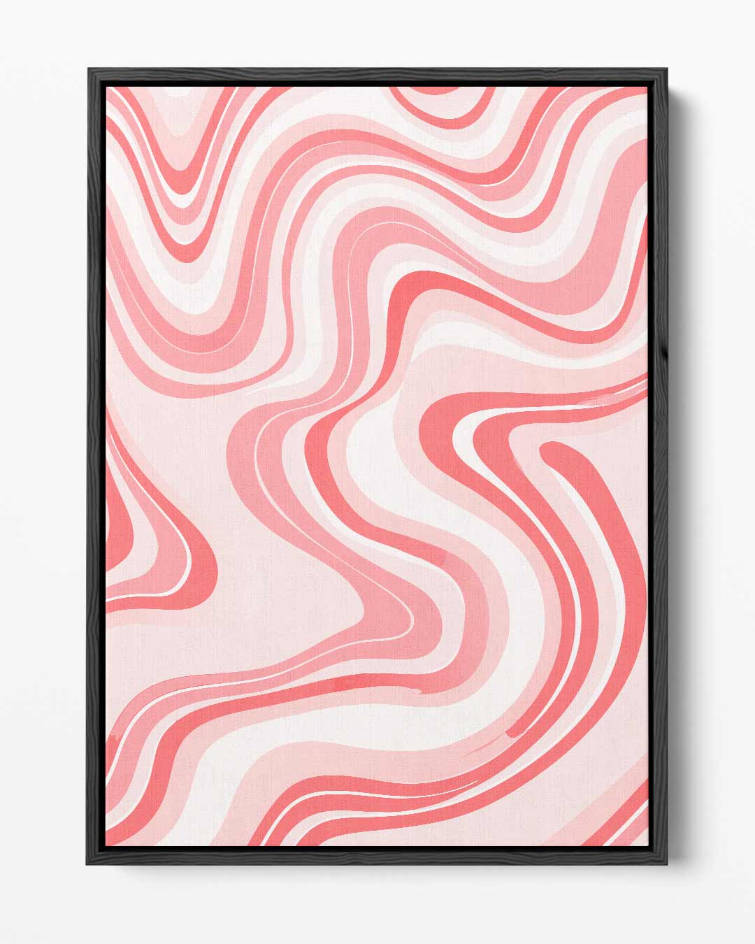 Vloeiende Rood en Roze Golven – portret kunstwerk als wanddecoratie