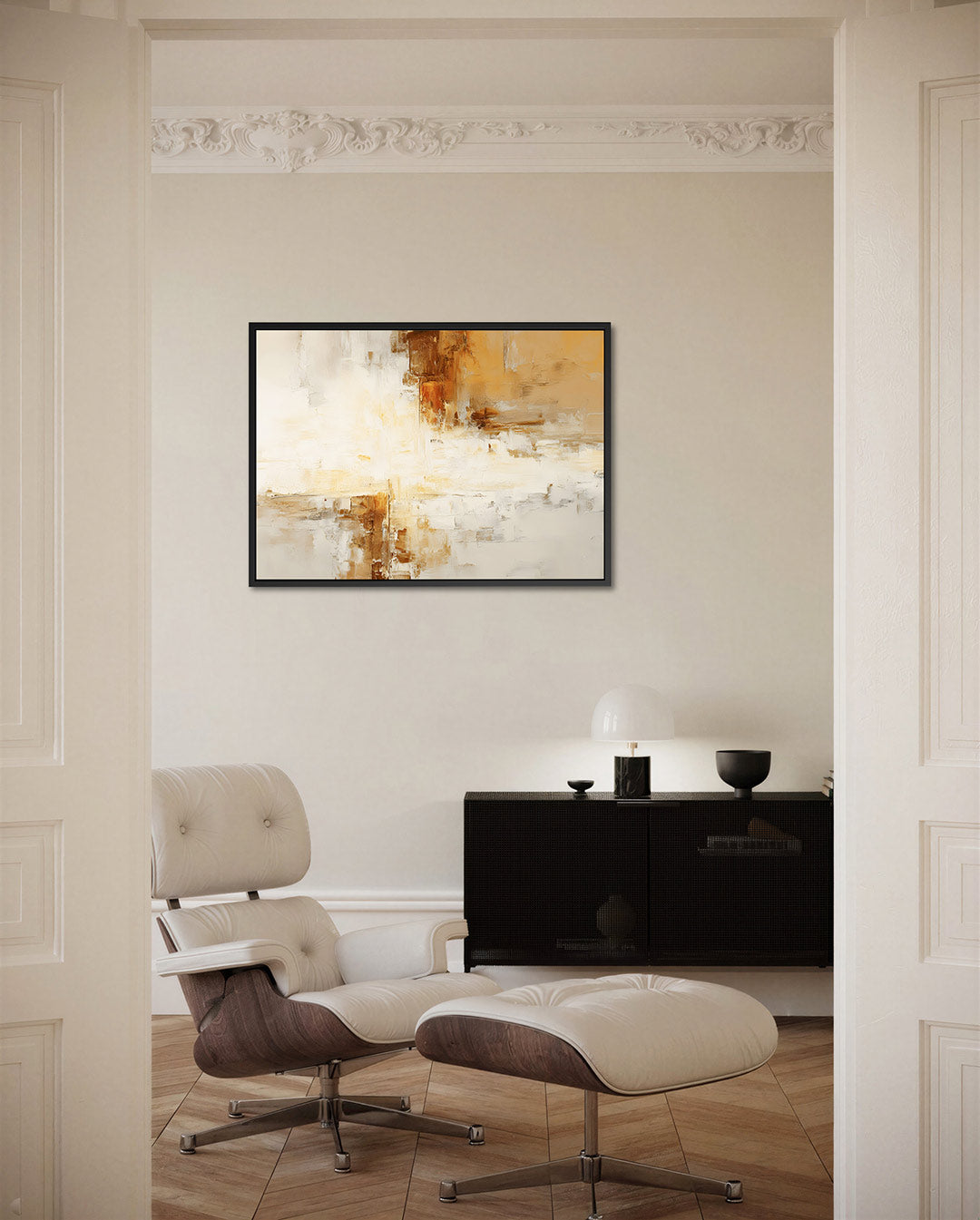 Warme kleuren harmonie – Abstract kunstwerk – liggende wanddecoratie