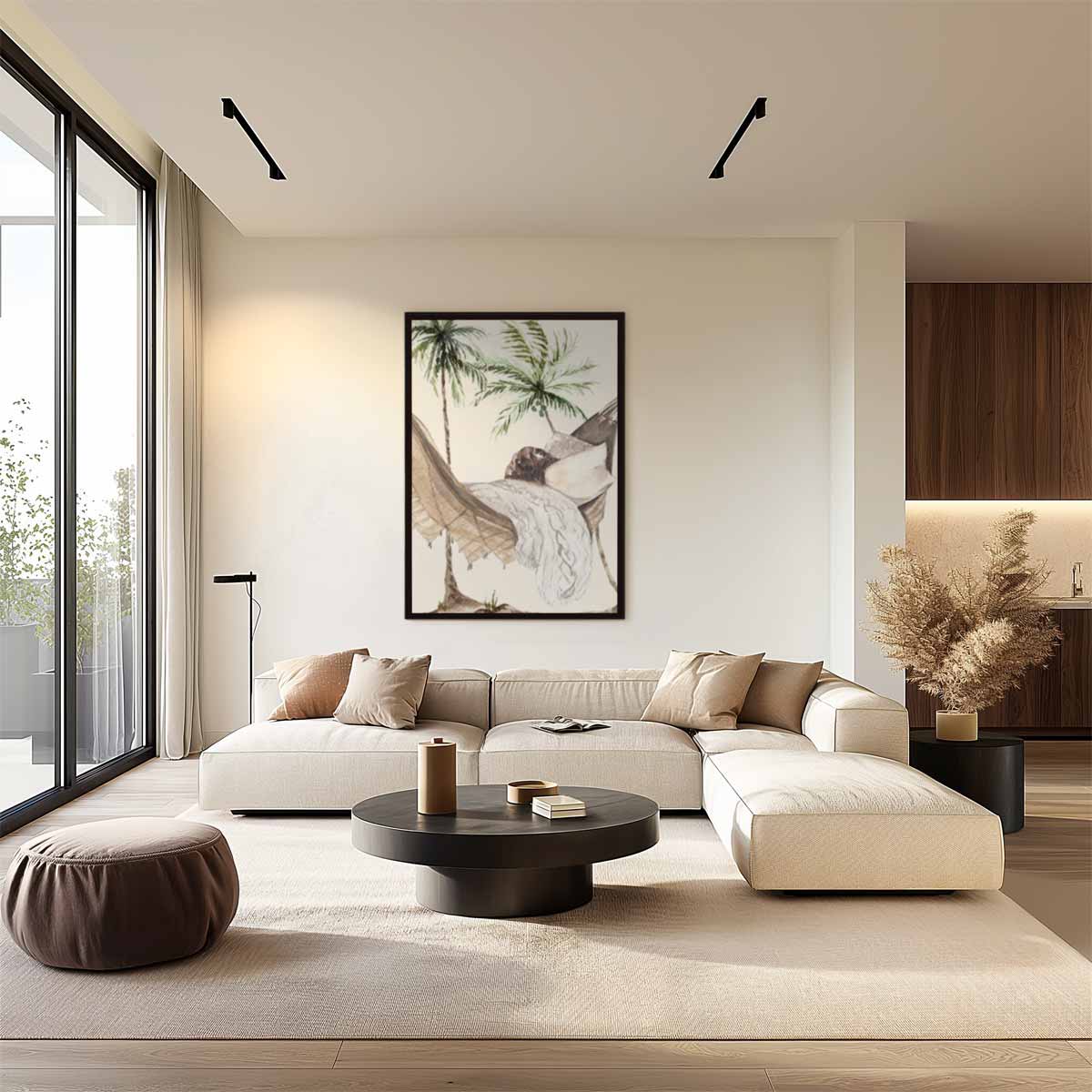 Zonnige Hangmat Droom – plexiglas wanddecoratie in portret formaat