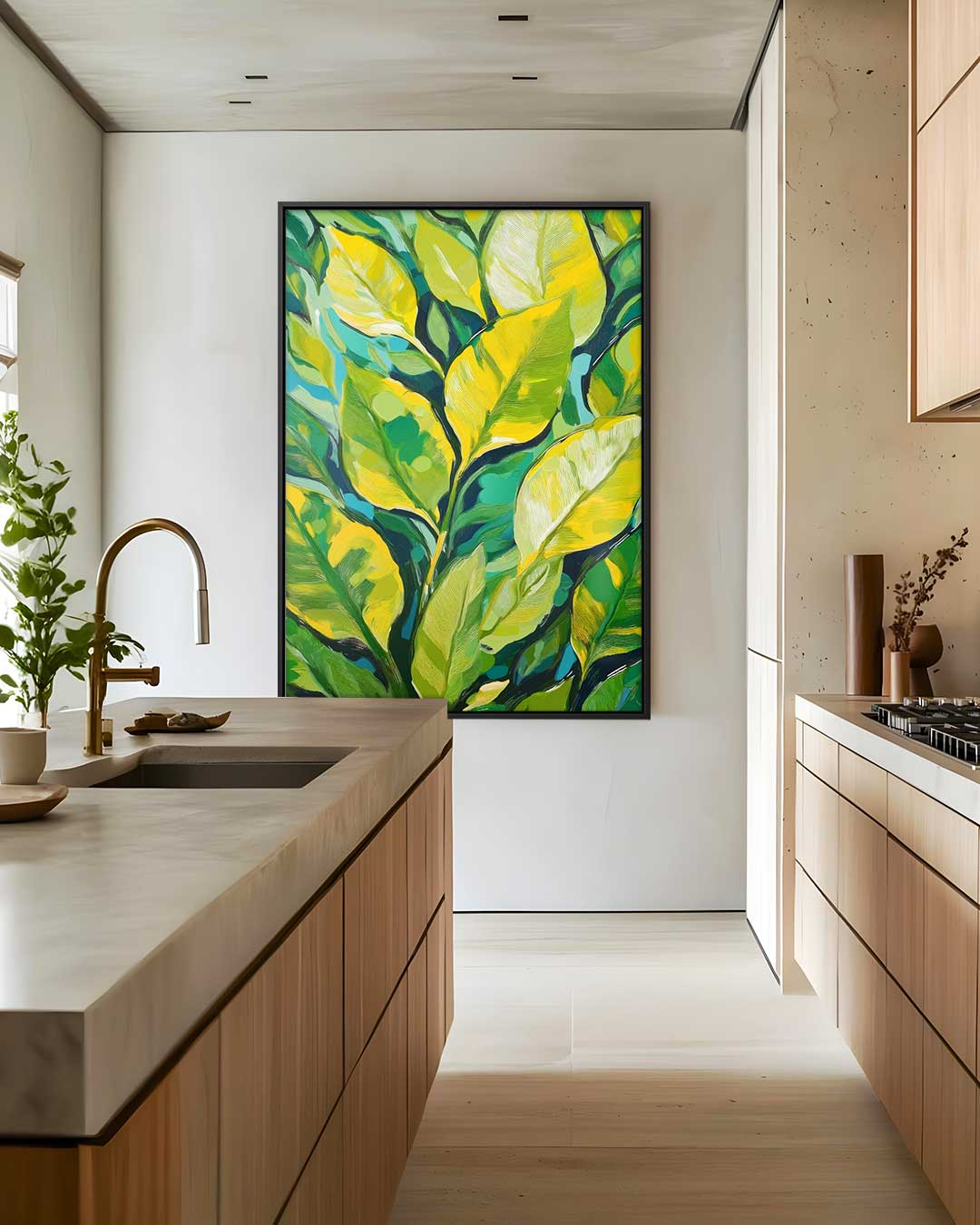 Groene Bladeren Sfeer – plexiglas wanddecoratie in portret formaat