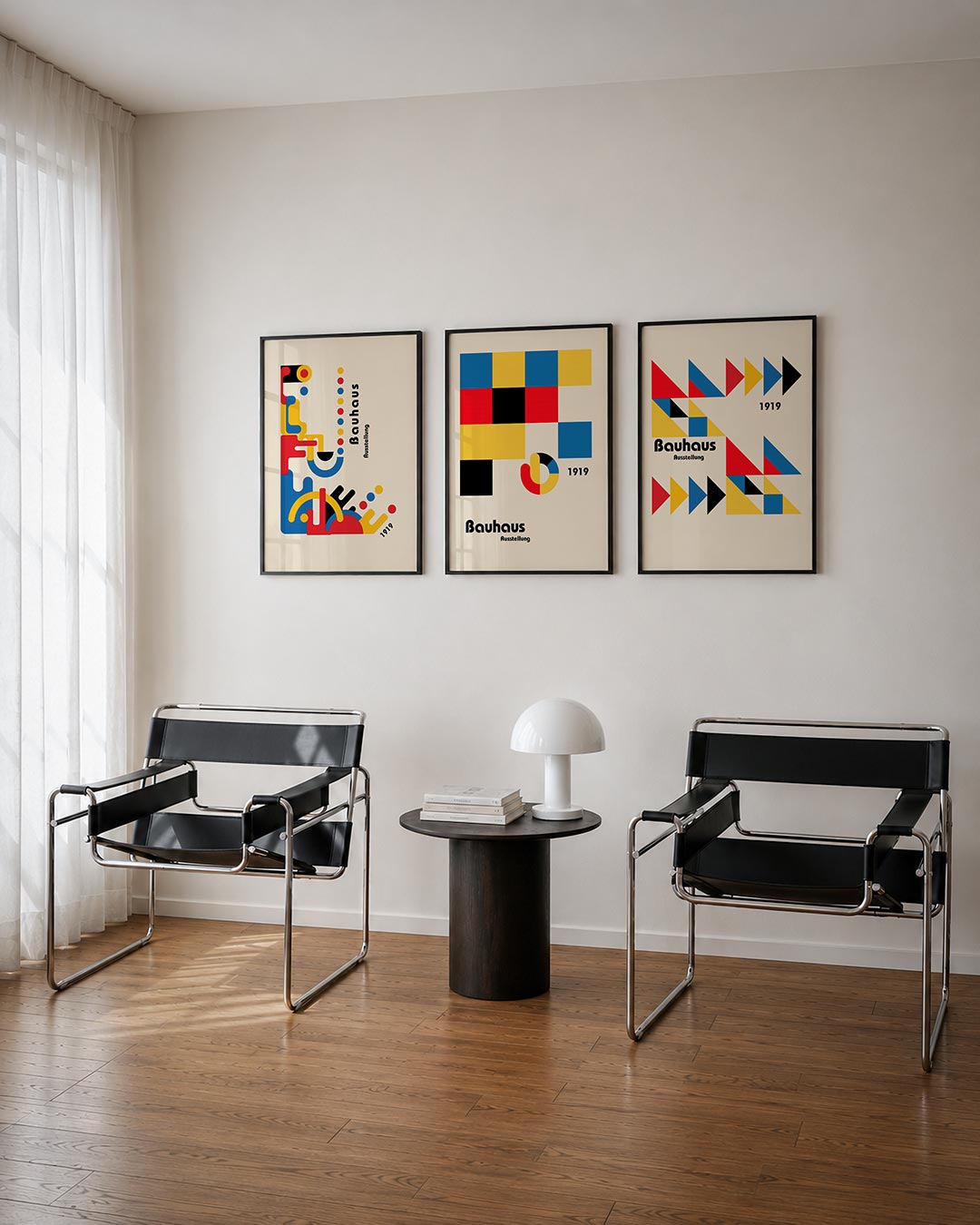 Vormen en kleurvlakken posterset – derde productweergave – deze posterset in drie delen toont een speelse mix van primaire