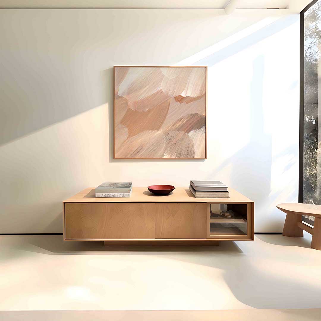 Abstracte penseelstreken – vierkante schilderkunst wanddecoratie van WallArtistic