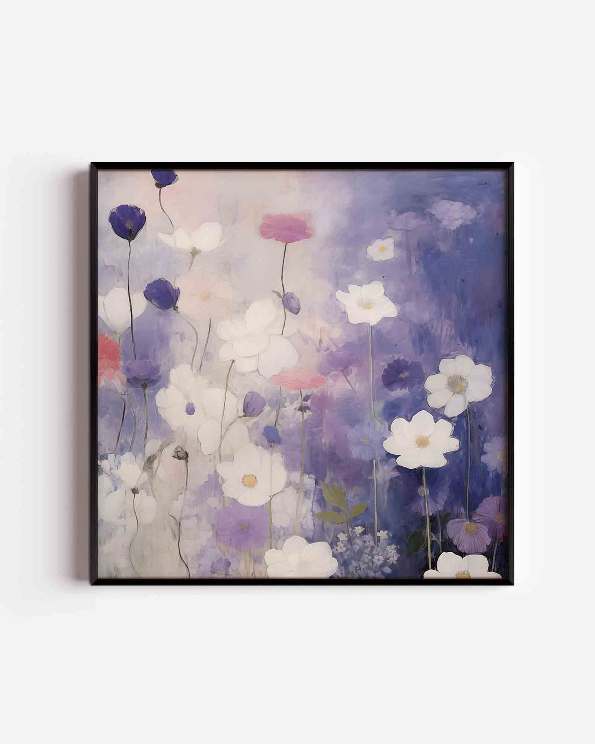 Bloemen in blauw – bloemen vierkante poster als wanddecoratie
