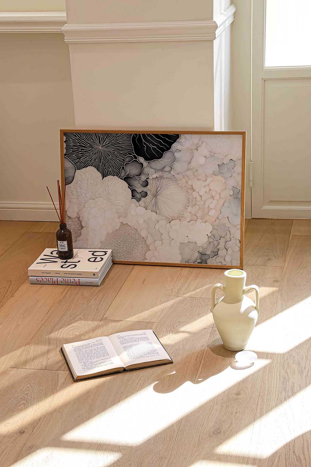 Organische vormen – liggende abstracte wanddecoratie van WallArtistic