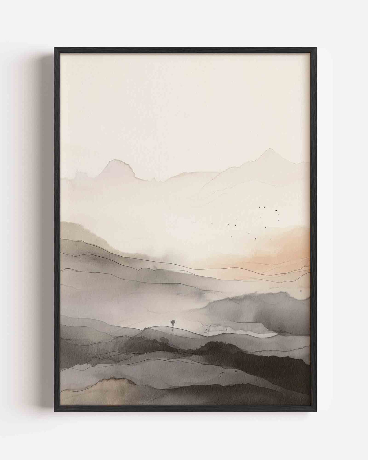 Landschap met bergen – zacht abstracte portret poster als wanddecoratie