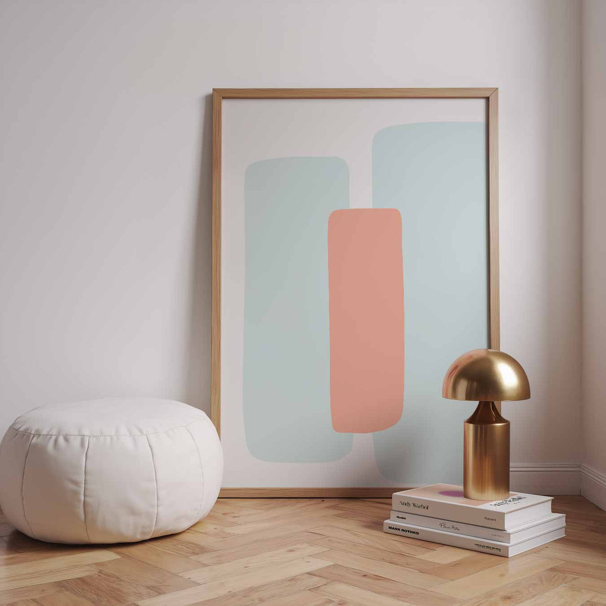 Zachte Kleuren Abstracte – staande kleurrijke abstracte wanddecoratie van WallArtistic