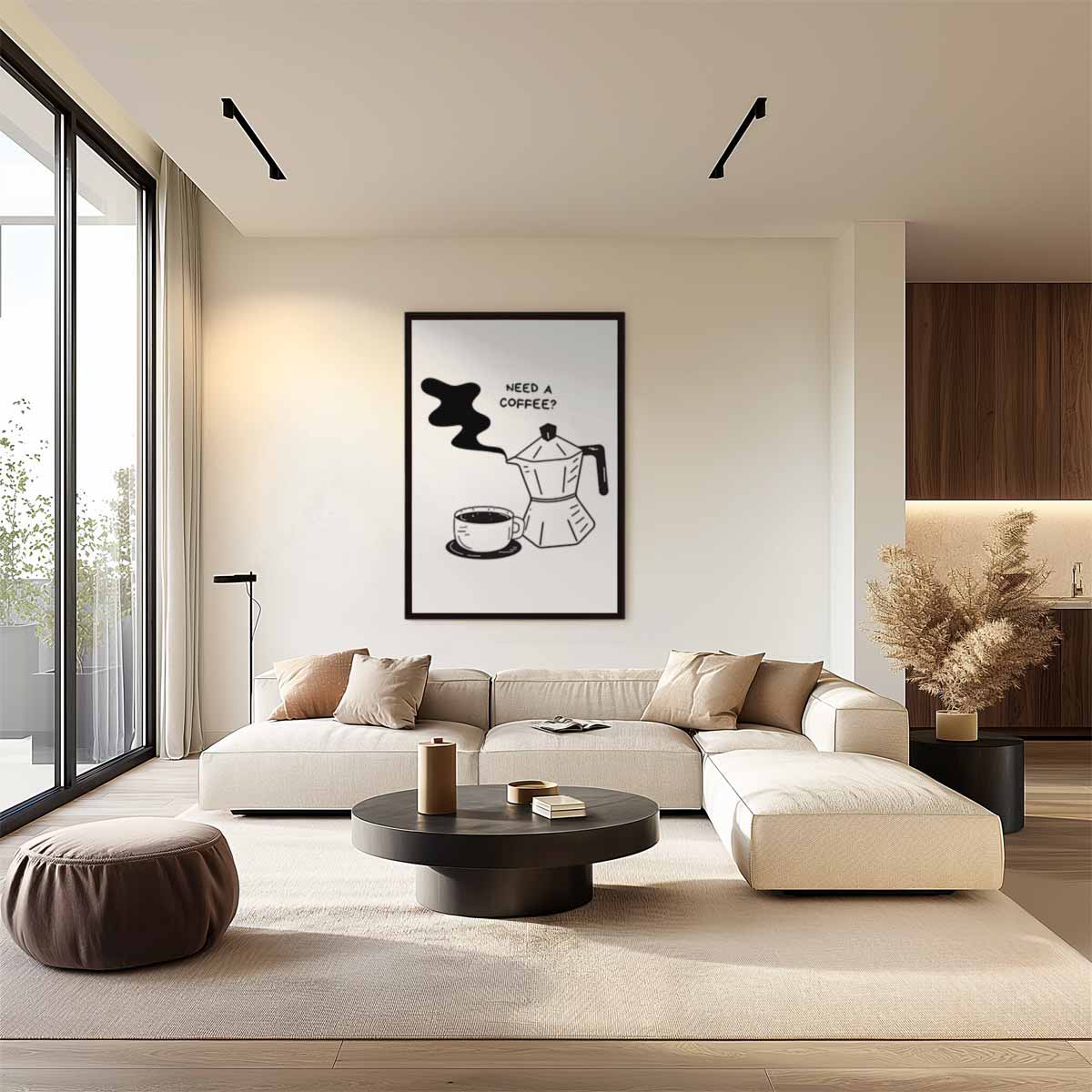 Koffie Illustratie – dibond wanddecoratie in staand formaat