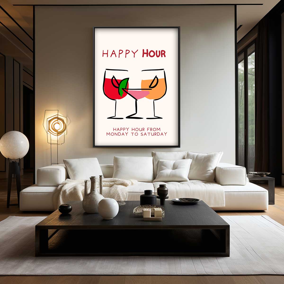 Happy Hour Glaskunstwerk – plexiglas wanddecoratie in portret formaat