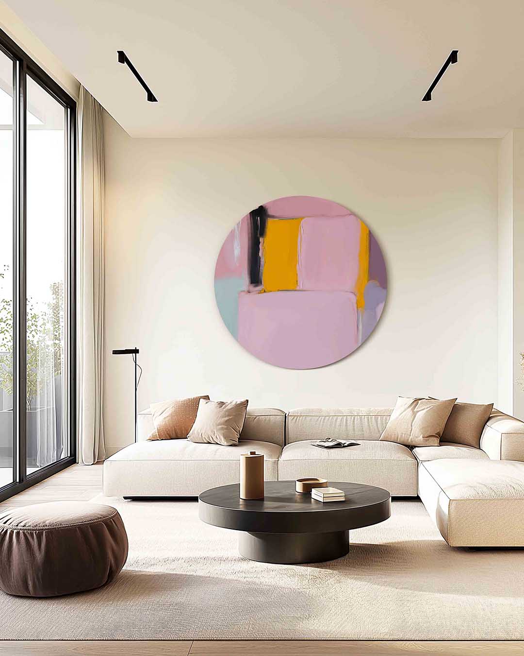 Abstracte vormen – kleurrijke illustratie muurcirkel als wanddecoratie