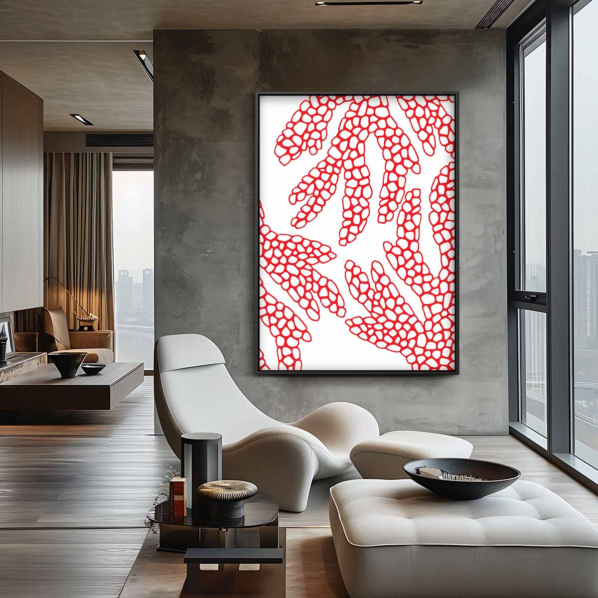 Bloemige Koraalvormen – canvas wanddecoratie in portret formaat