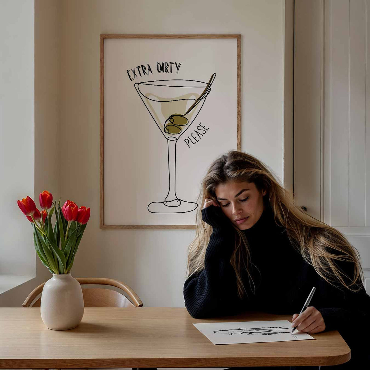 Extra Dirty Martini – zomerse wandkunst als portret poster