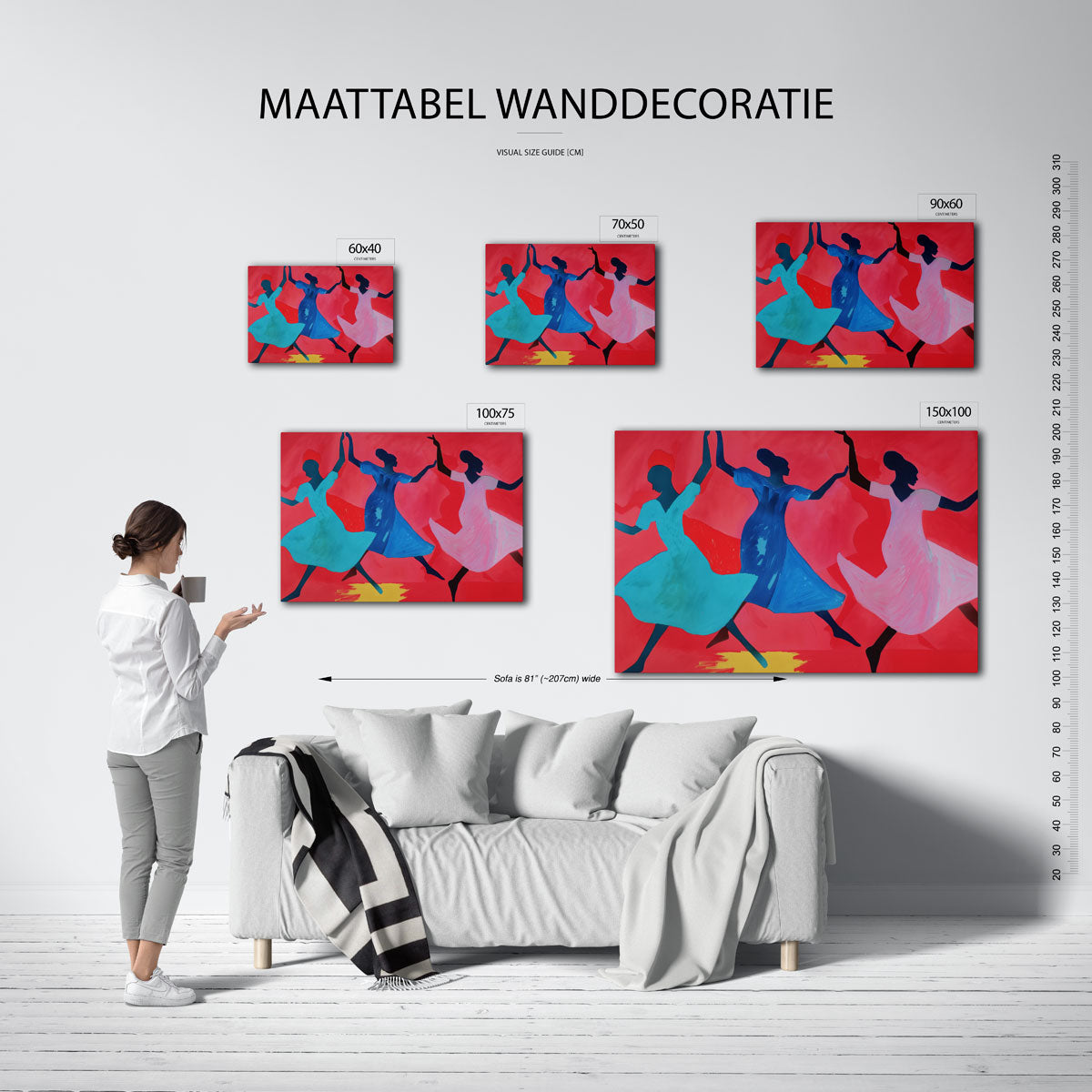 Dansende figuren – kunstwerk op canvas, dibond of plexiglas