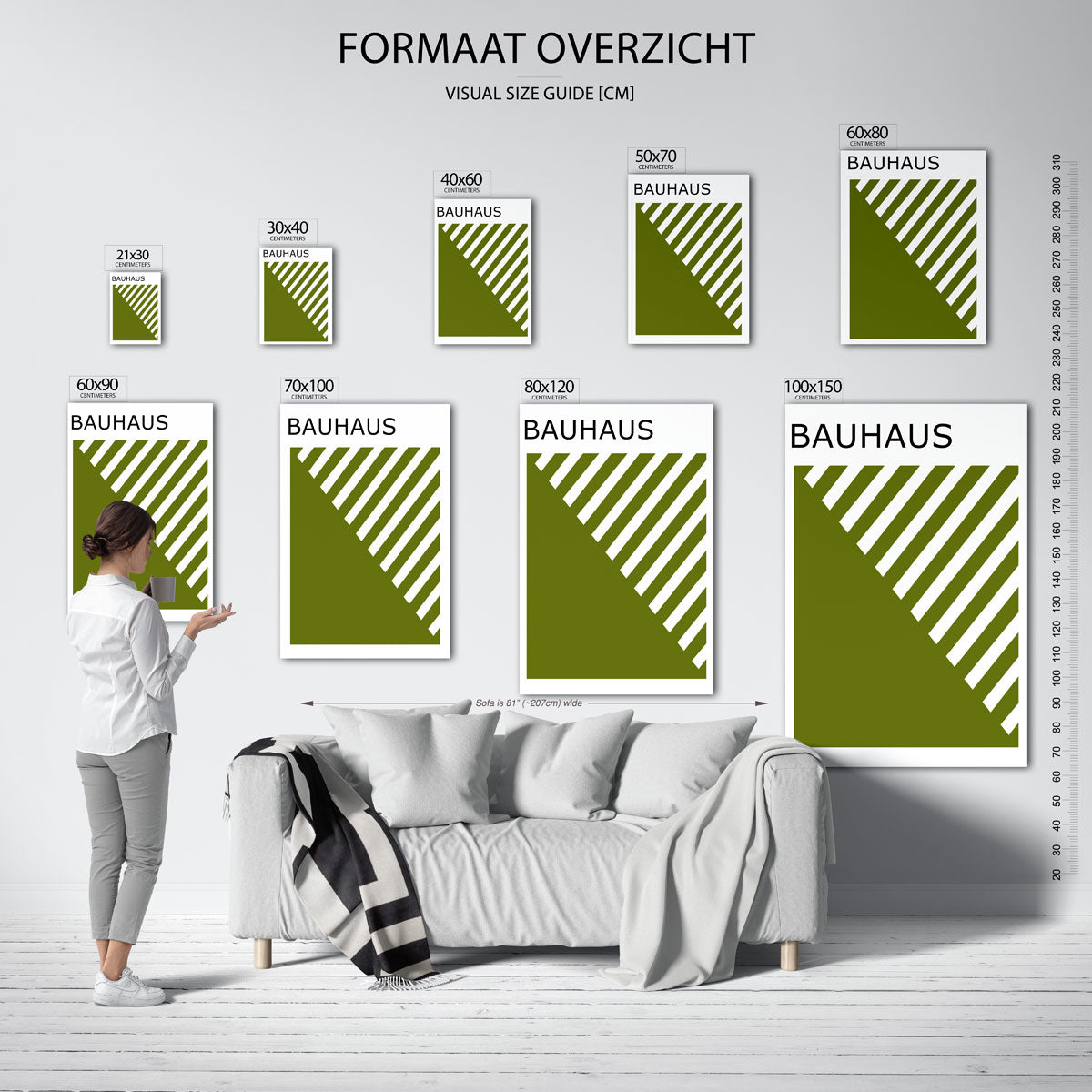Diagonal lijnen – Bauhaus poster als moderne geometrische wanddecoratie
