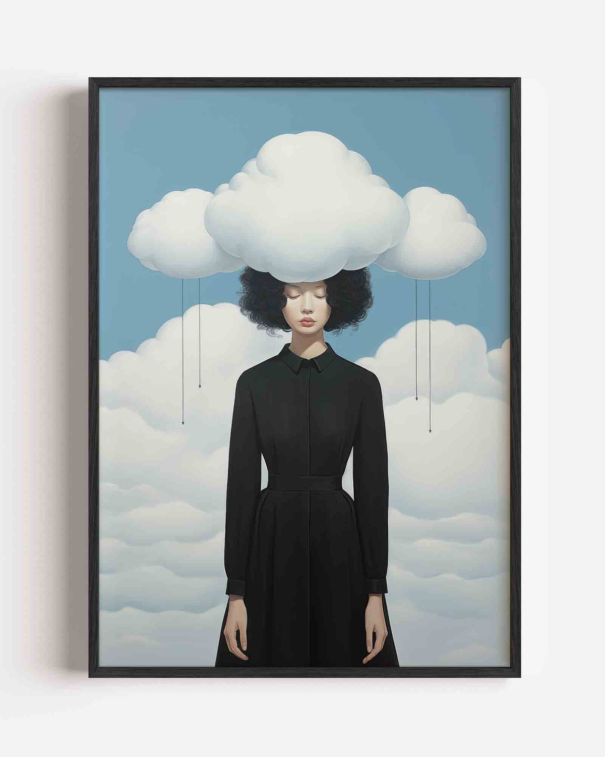 Vrouw met wolken – surrealistische portret poster als wanddecoratie